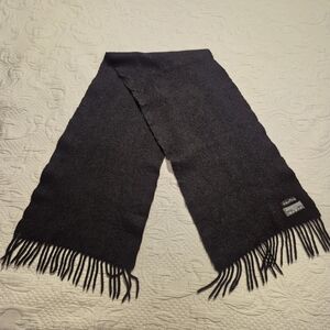 Fraas black men's or women's unisex cashmere fringed scarf EUC
